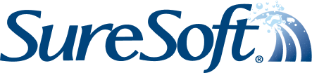 The SureSoft logo with the crest of a wave