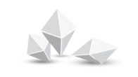 A digital image of three crystals of salt
